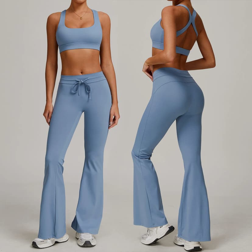 Women's High-Waisted Yoga Set - Sky Blue Activewear